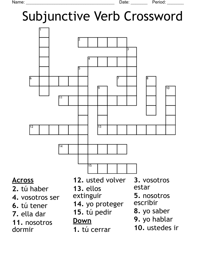 Subjunctive Verb Crossword