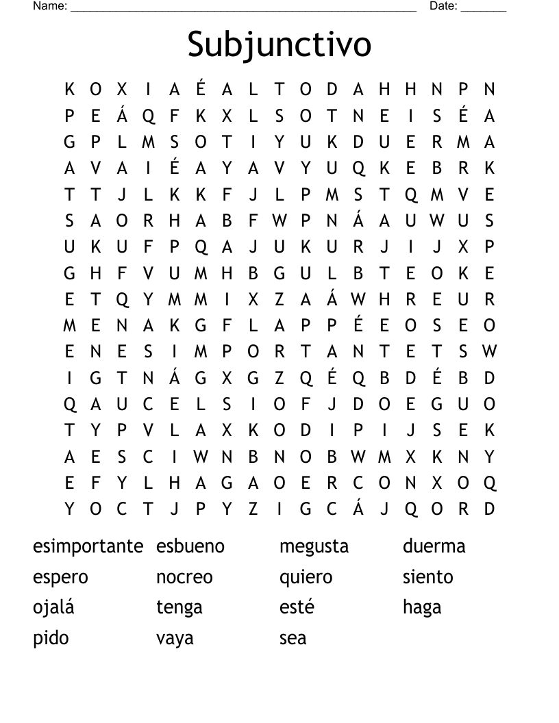 Subjunctivo Word Search