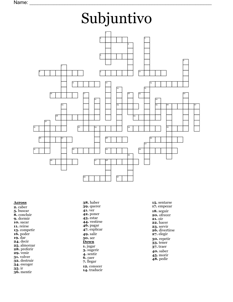 Subjuntivo Crossword
