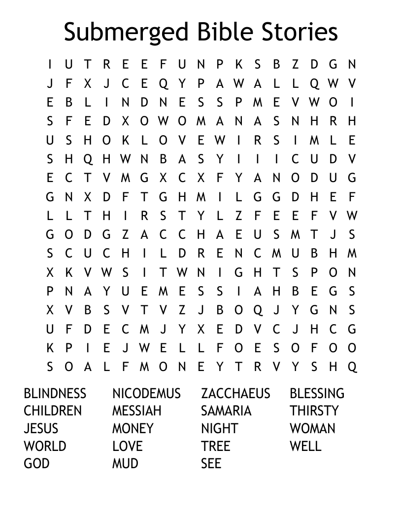 Submerged Bible Stories Word Search