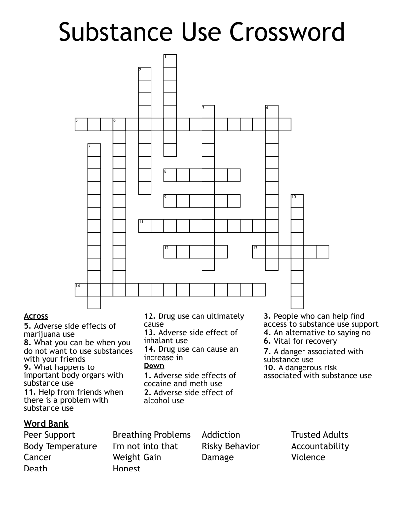 Substance Use Crossword