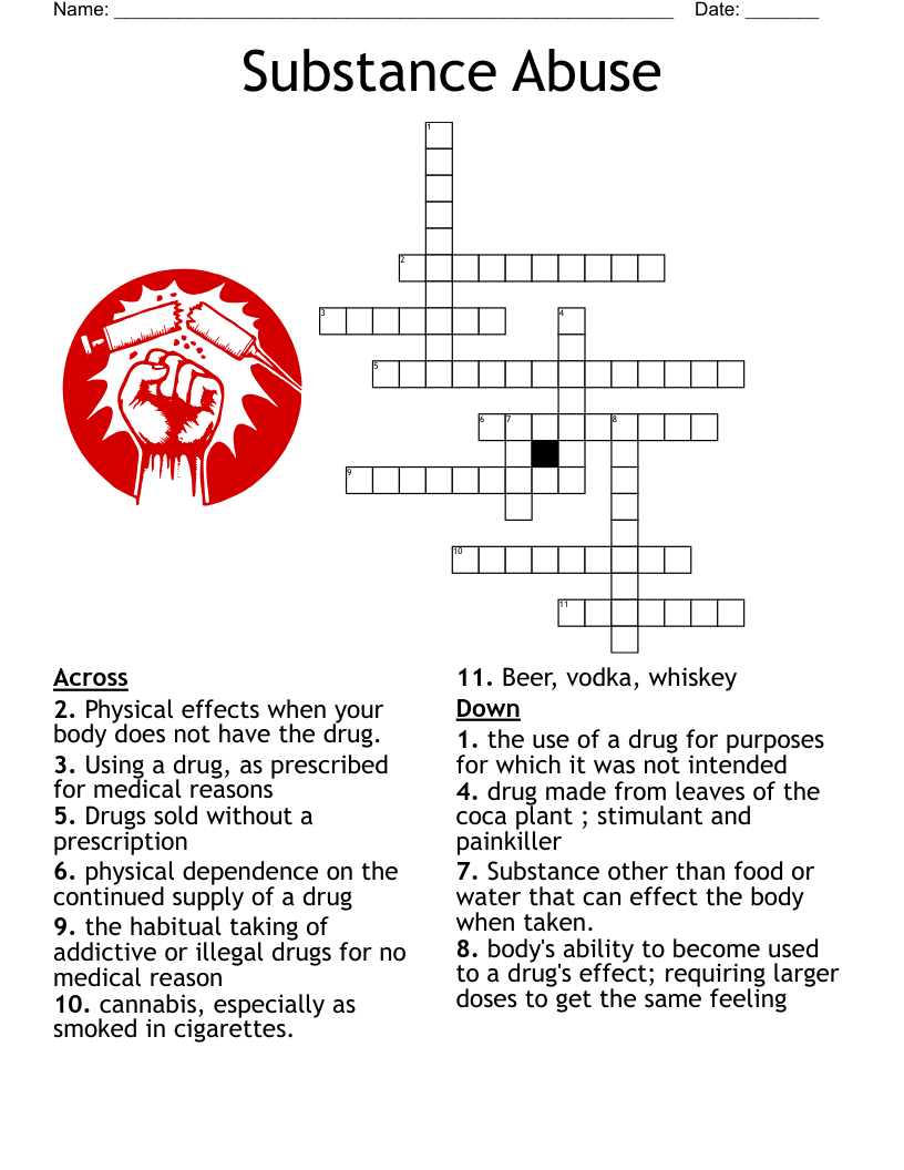 Substance Abuse Crossword