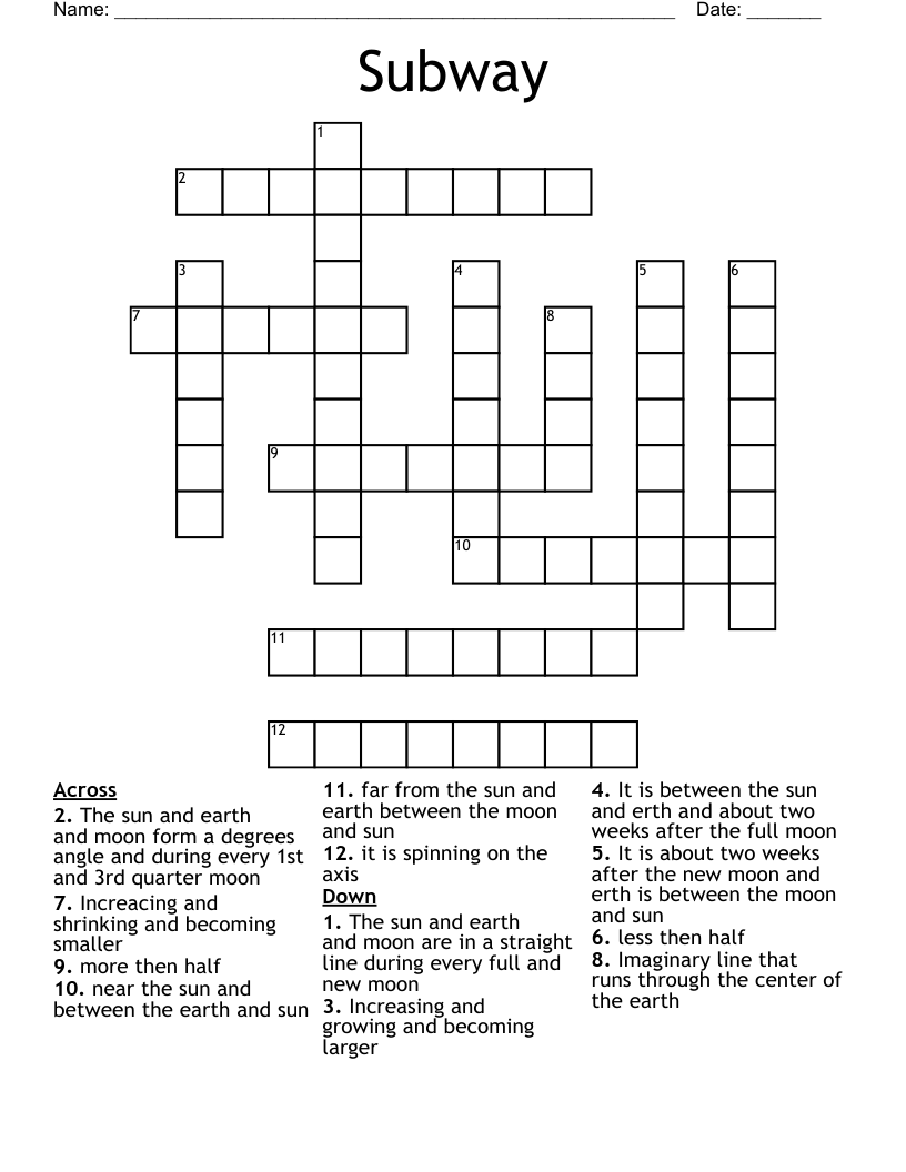 Subway Crossword