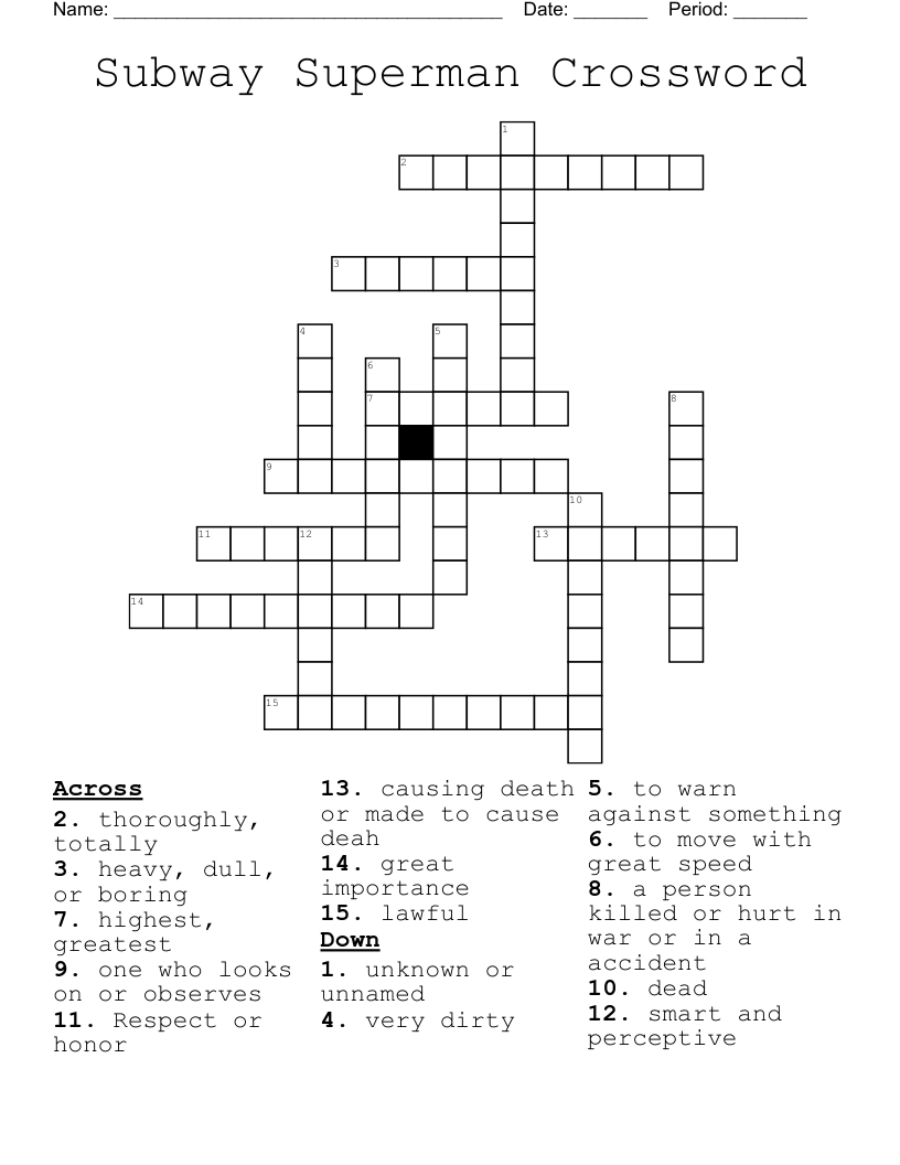 Subway Superman Crossword