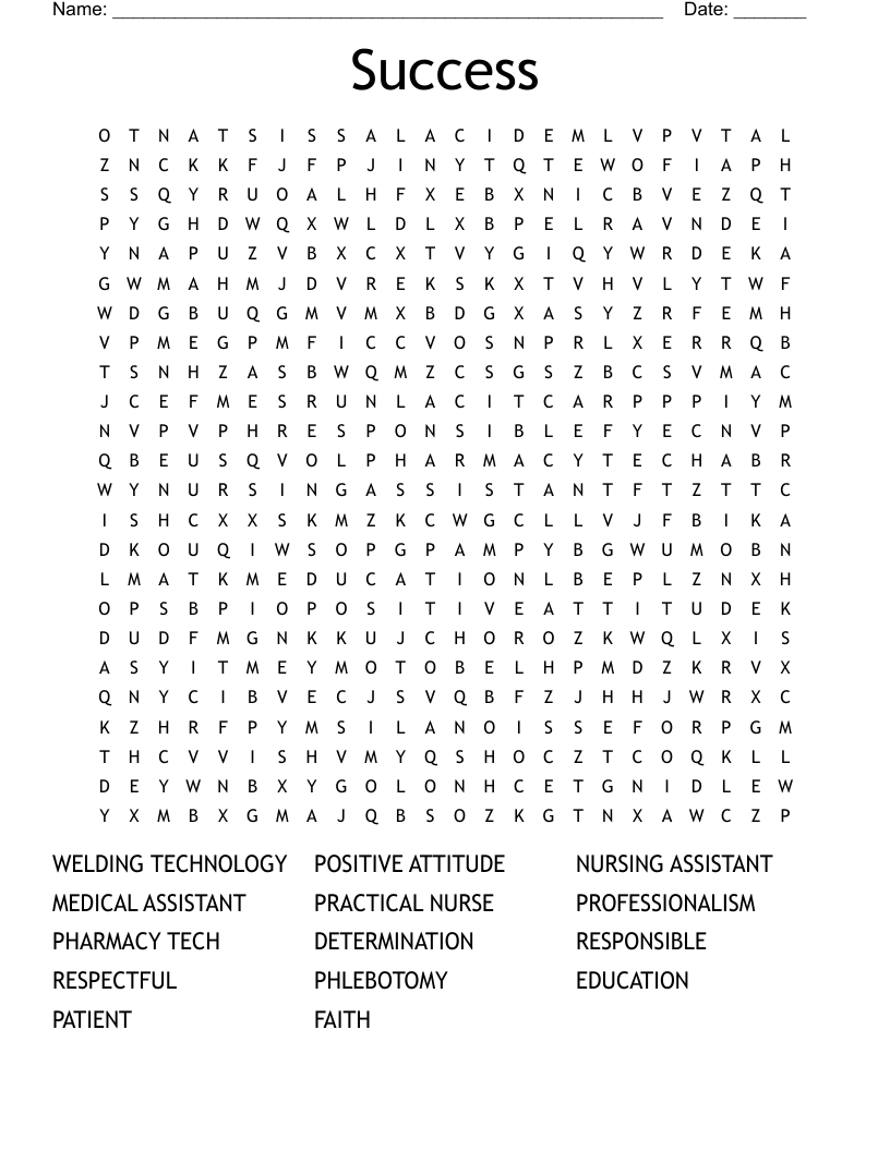 Success Word Search