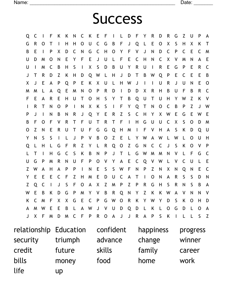 Success Word Search