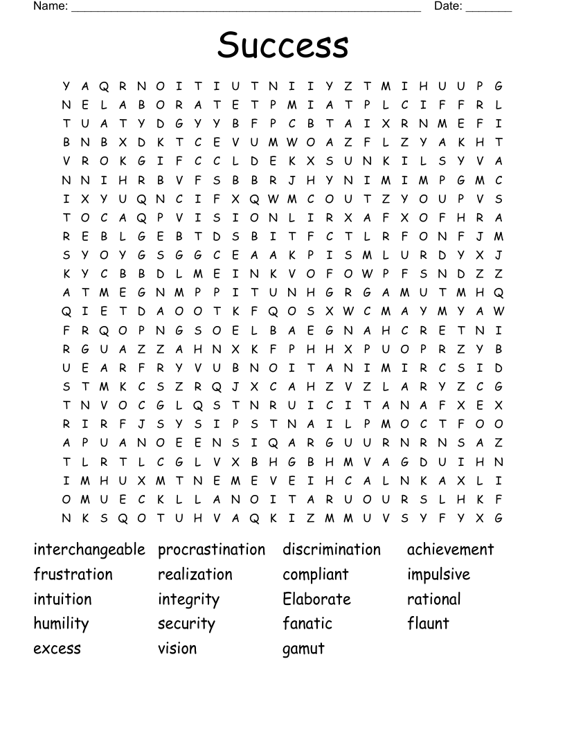 Success Word Search