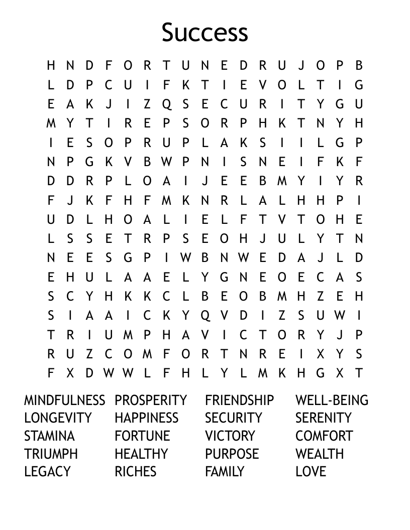Success Word Search