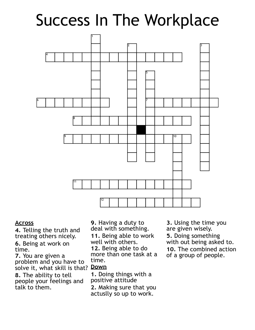 Success In The Workplace Crossword