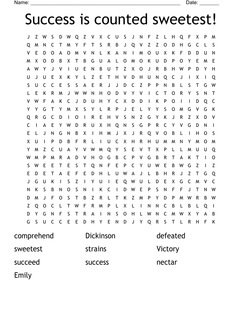 Success is counted sweetest! Word Search