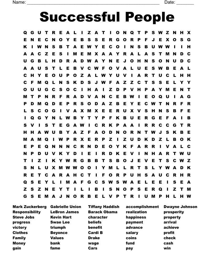 Successful People Word Search