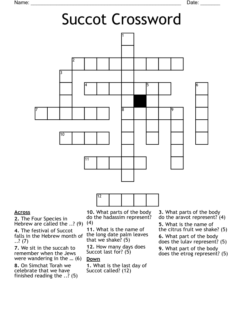 Succot Crossword