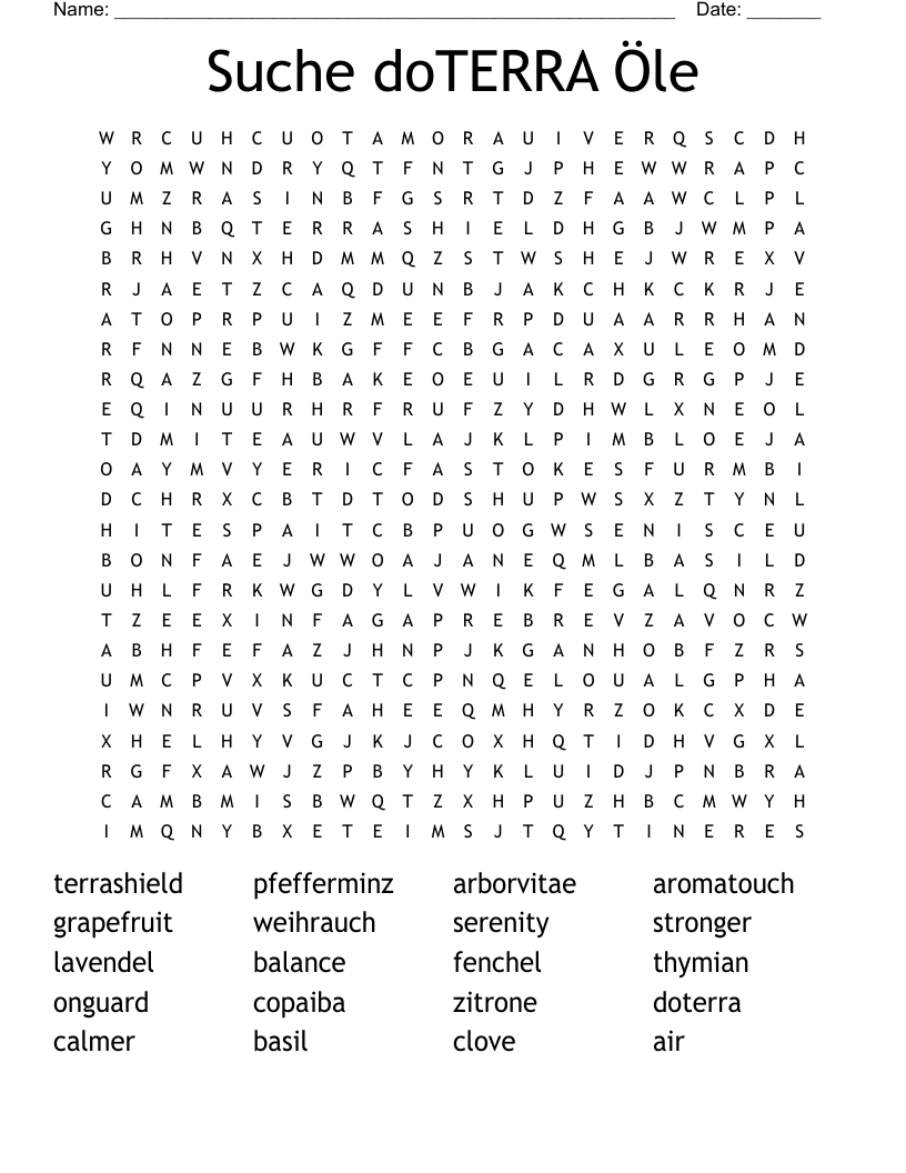 Suche doTERRA Öle Word Search