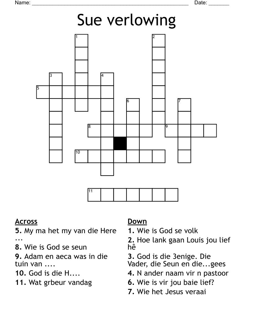 Sue verlowing Crossword