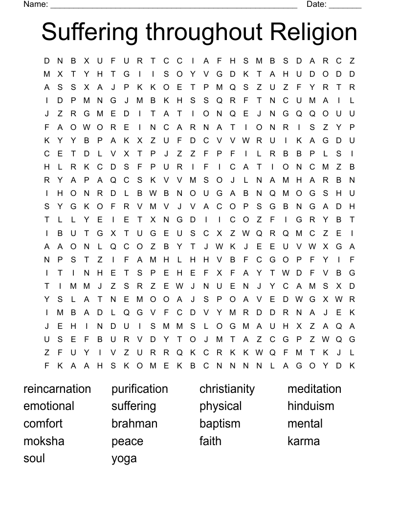 Suffering throughout Religion Word Search