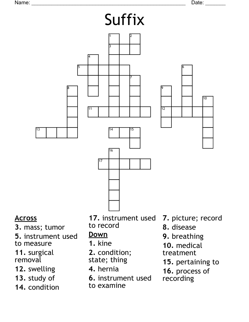 Suffix Crossword
