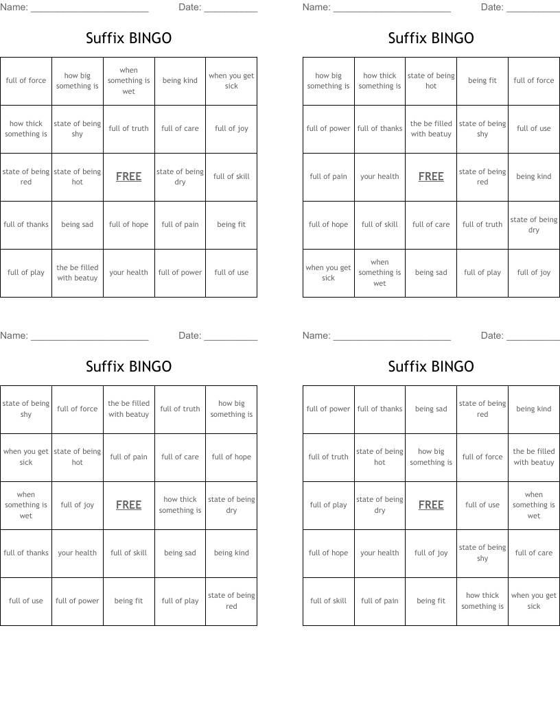 Suffix BINGO