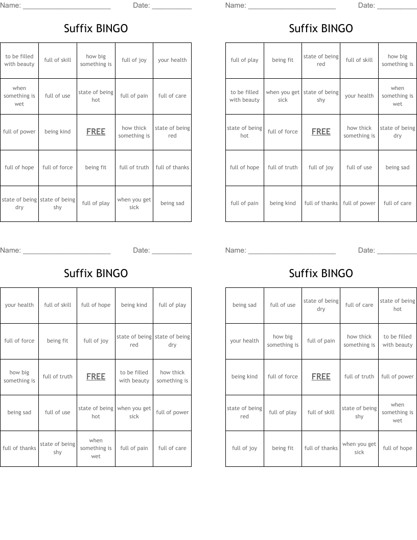Suffix BINGO