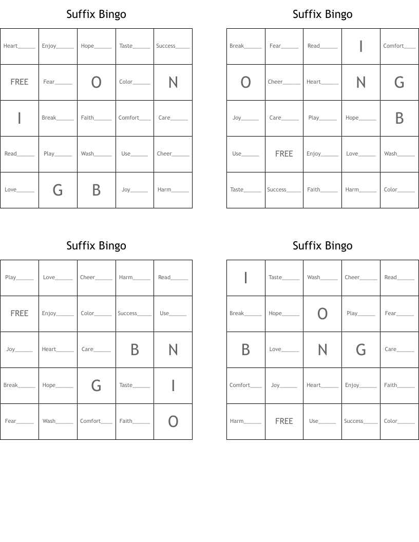 Suffix Bingo