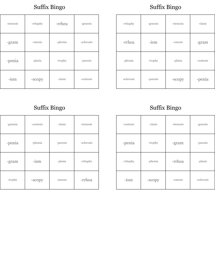Suffix Bingo