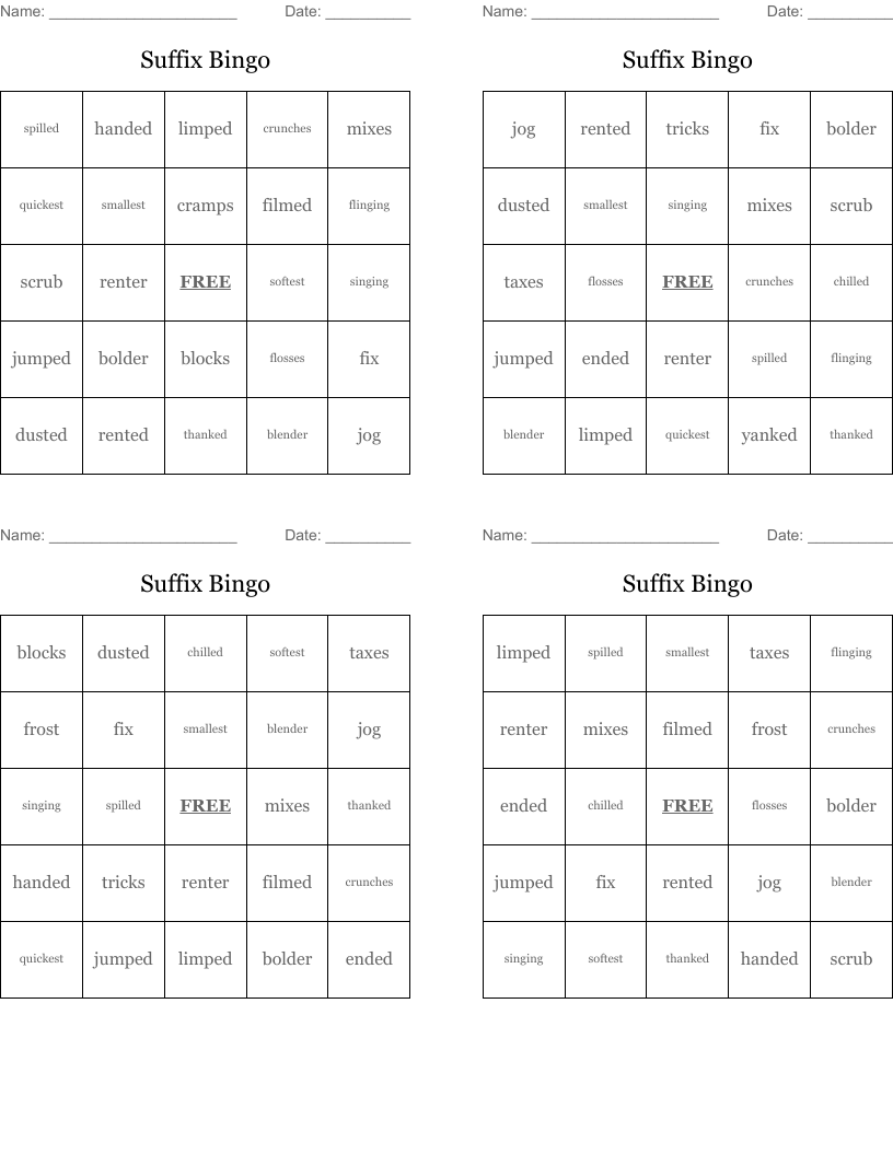 Suffix Bingo