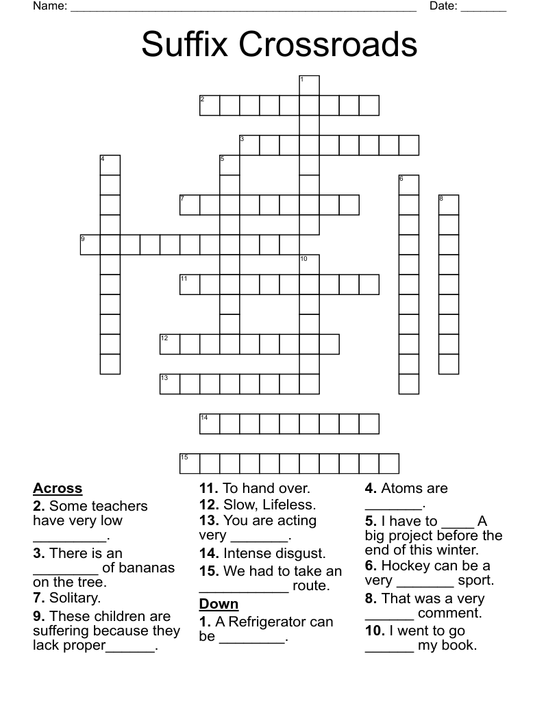 Suffix Crossroads Crossword