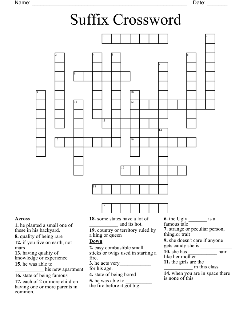 Suffix Crossword