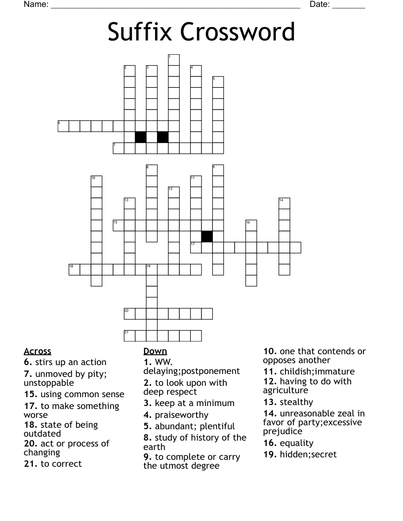 Suffix Crossword