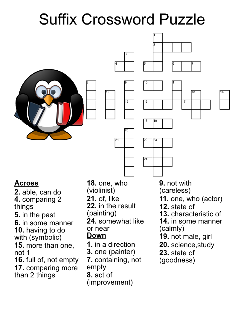Suffix Crossword Puzzle