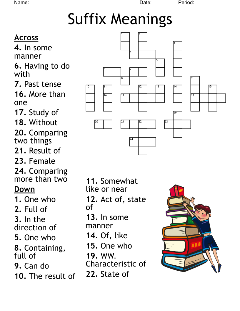 Suffix Meanings Crossword
