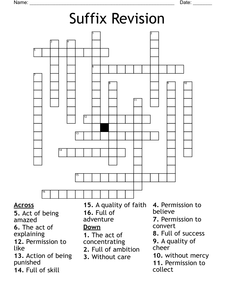 Suffix Revision Crossword