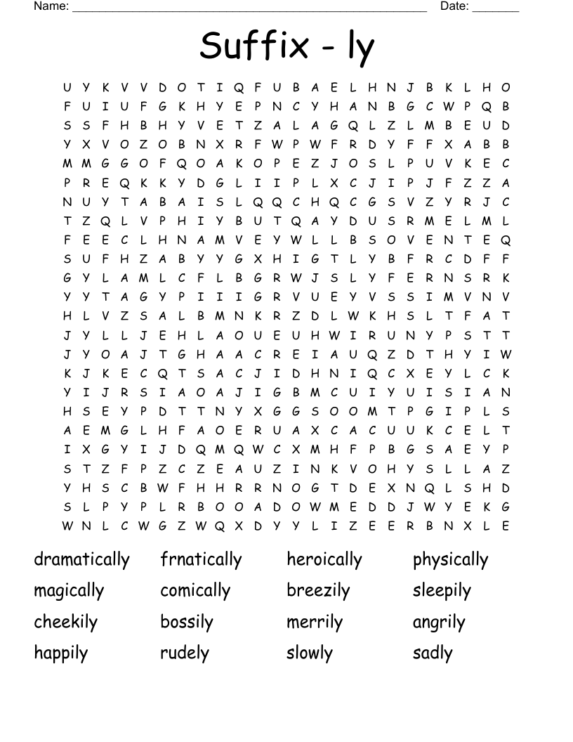 Suffix - ly Word Search