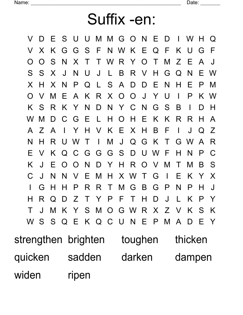 Suffix -en: Word Search