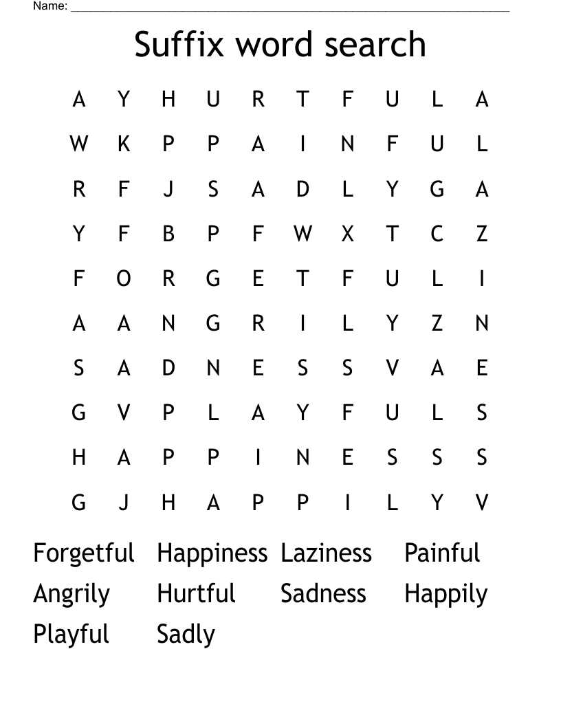 Suffix word search