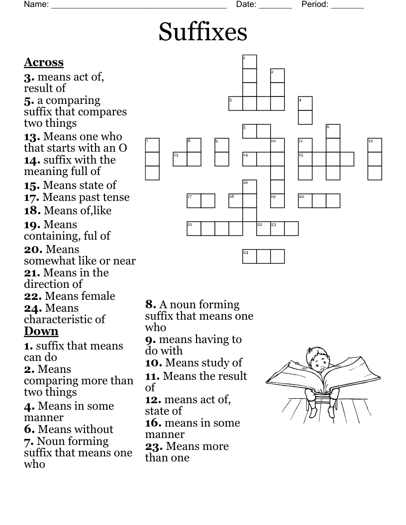 Suffixes Crossword