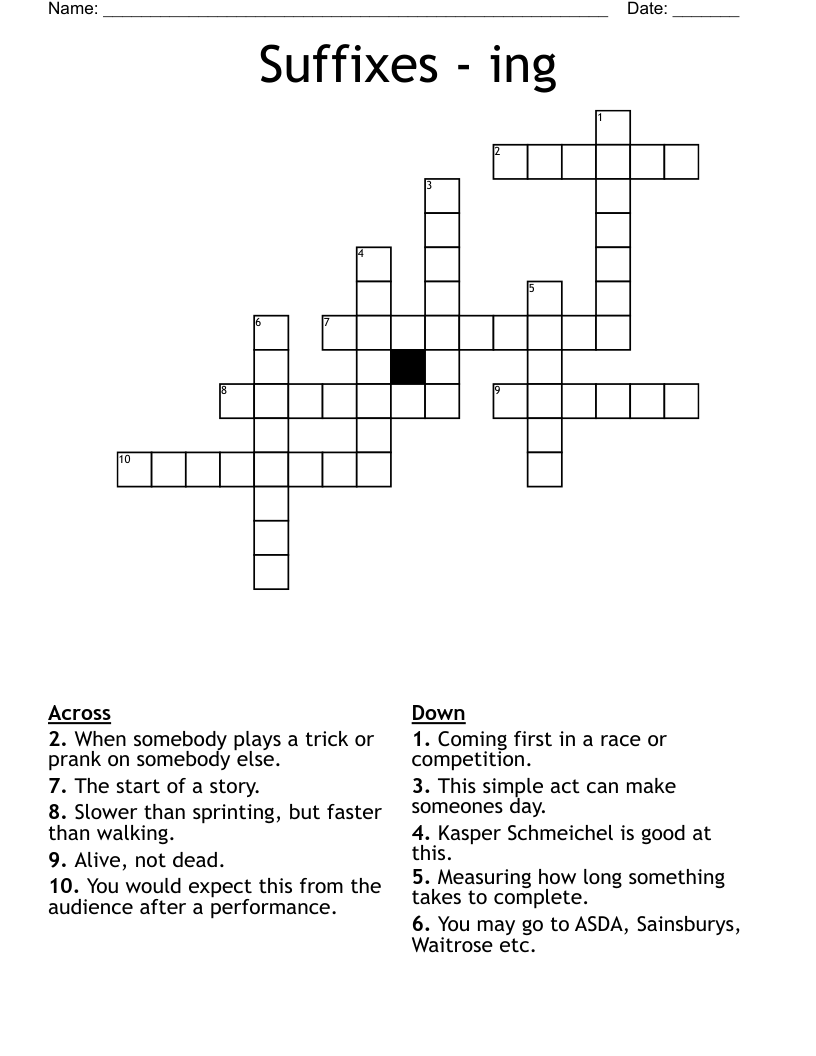 Suffixes - ing Crossword