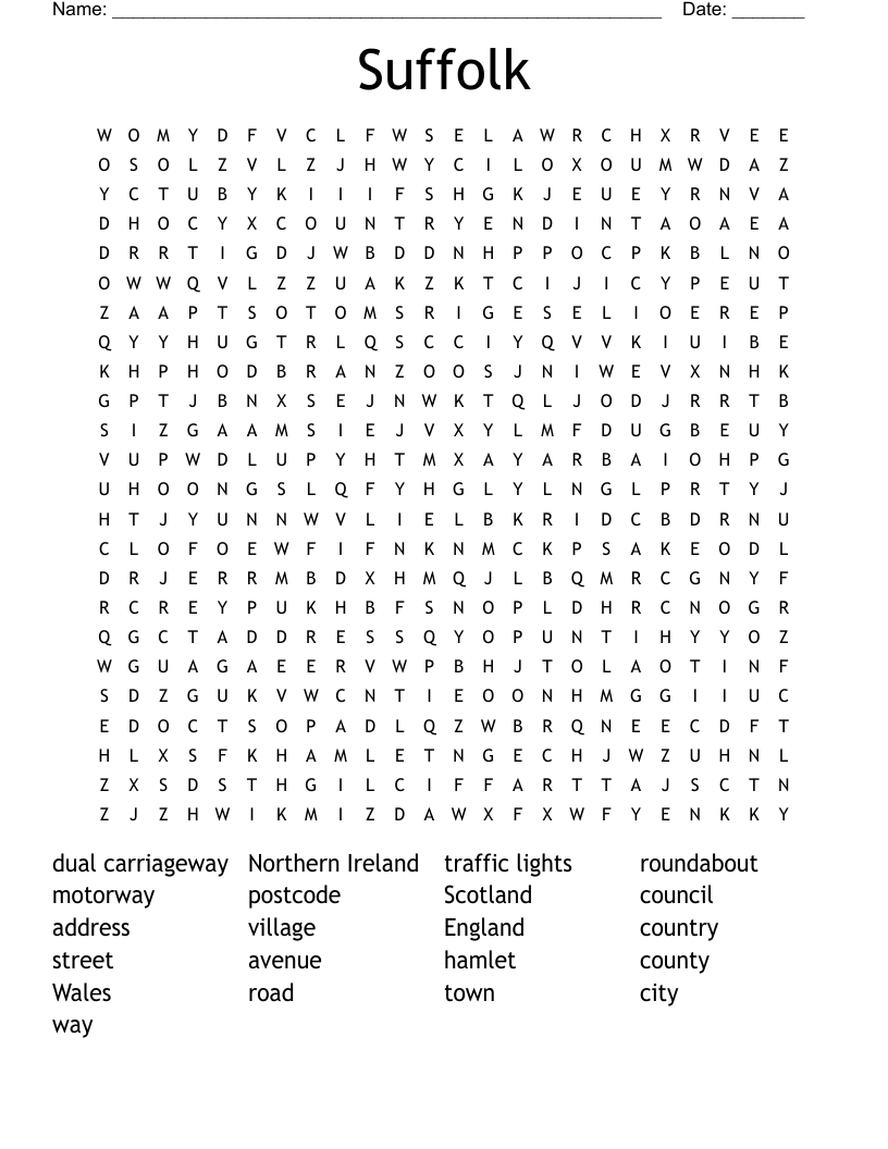 Suffolk Word Search