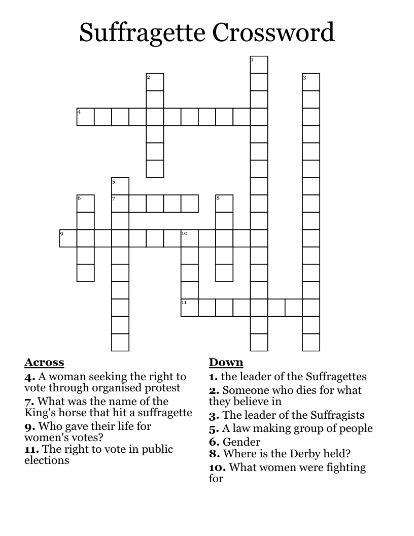 Suffragette Crossword