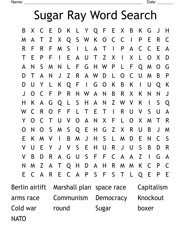 Sugar Ray Word Search