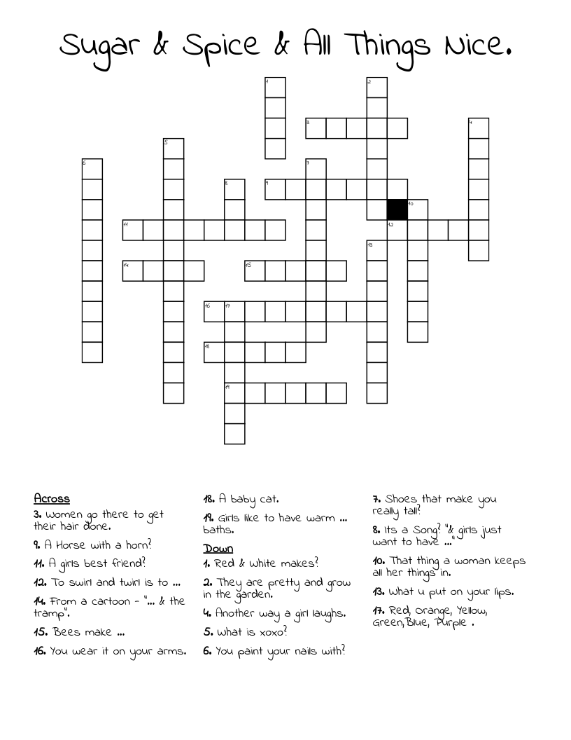 Sugar & Spice & All Things Nice. Crossword