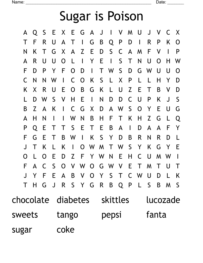 Sugar is Poison Word Search