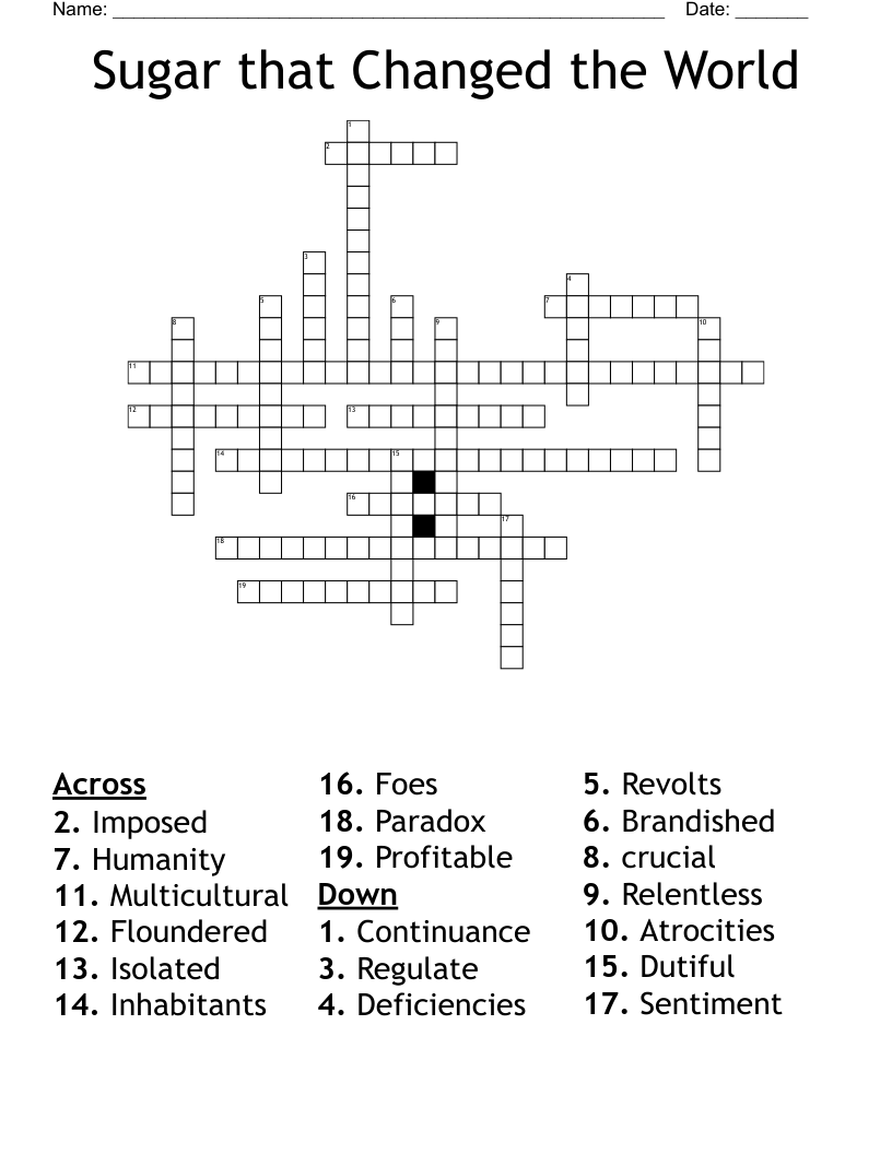 Sugar that Changed the World Crossword