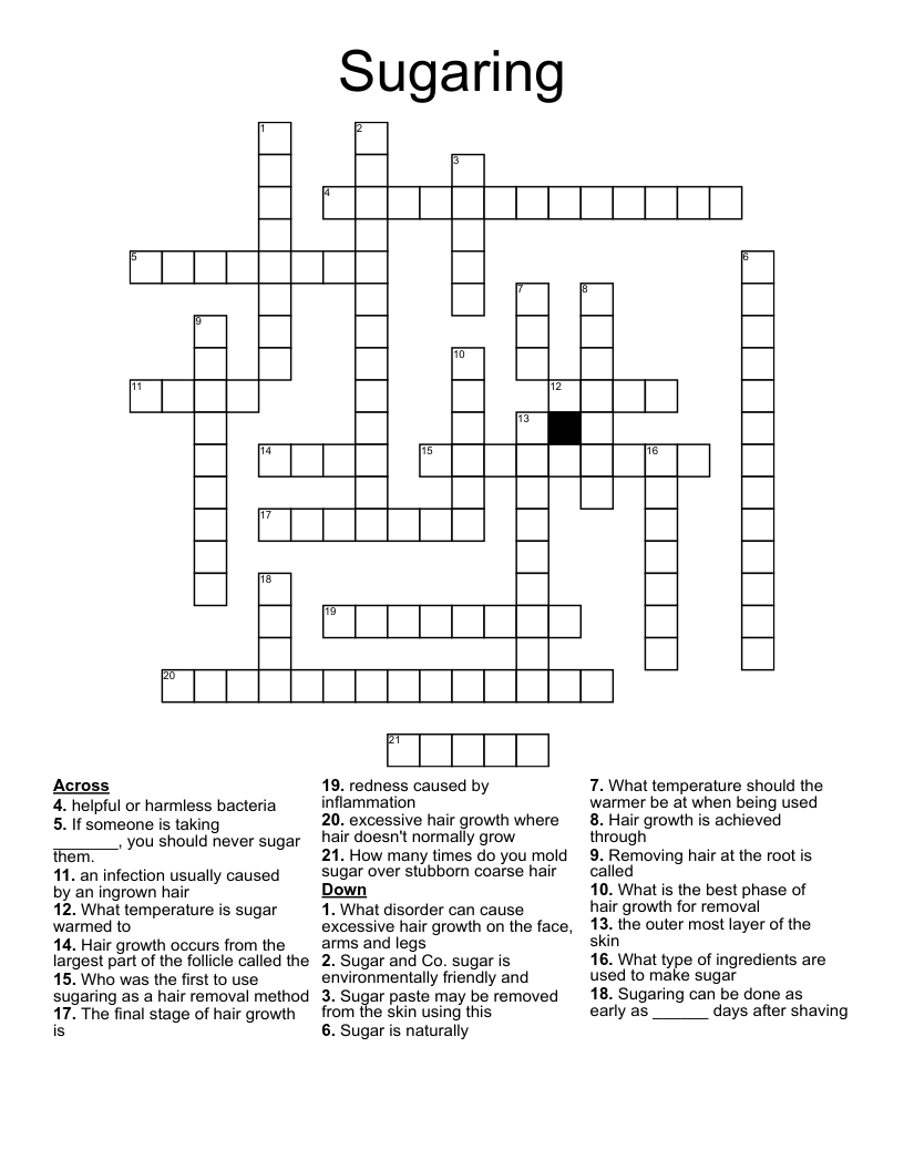 Sugaring Crossword