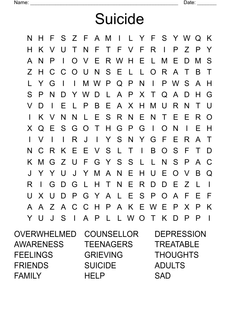 Suicide Word Search