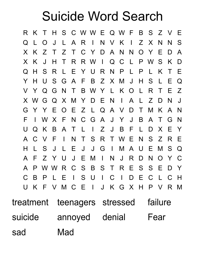 Suicide Word Search