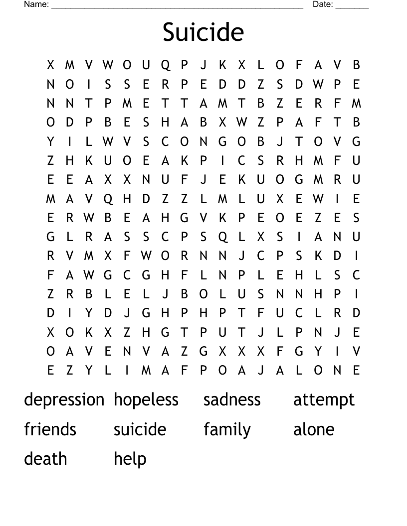 Suicide  Word Search