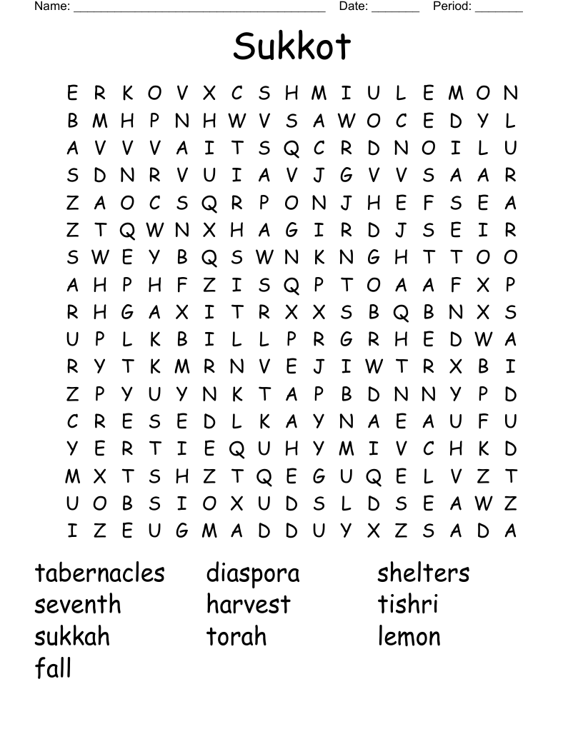 Sukkot Word Search