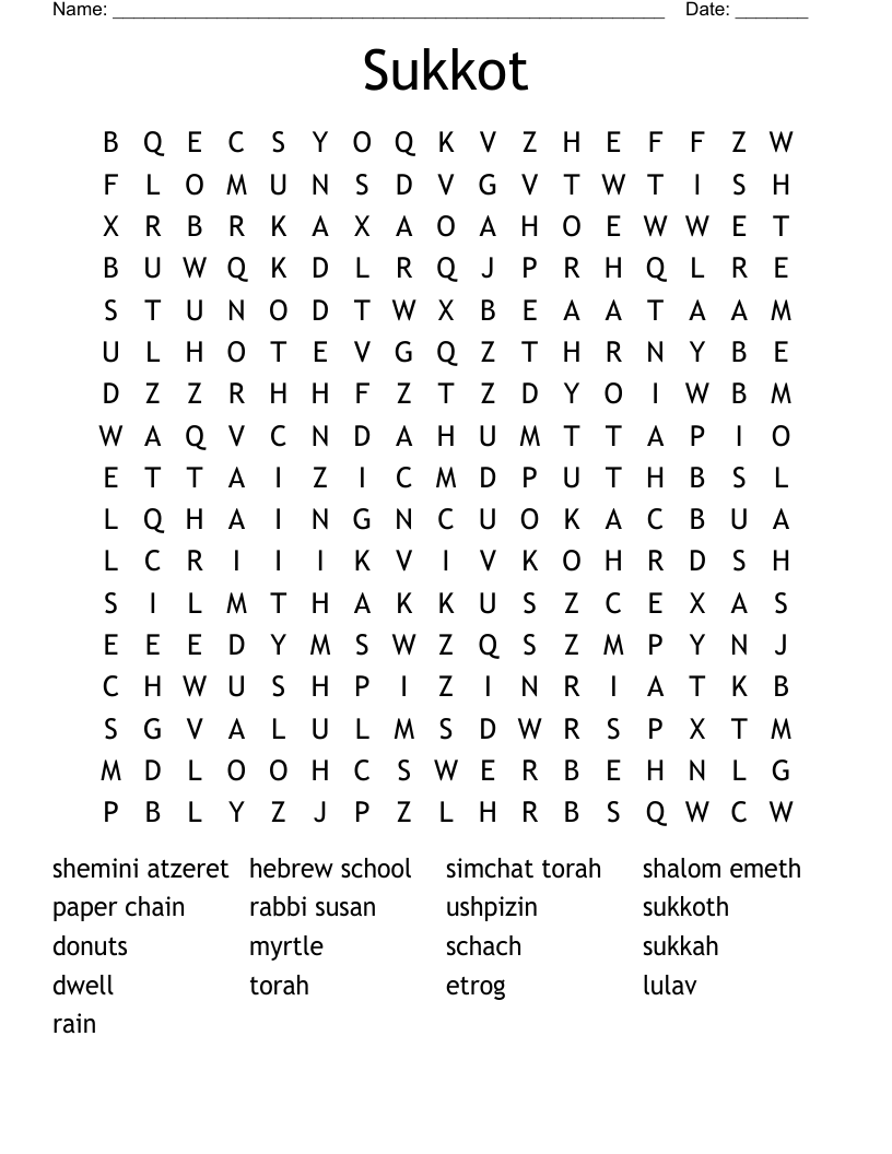 Sukkot Word Search