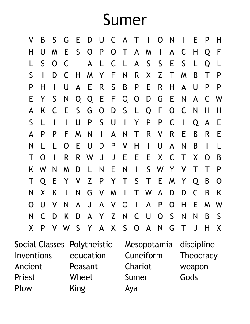 Sumer Word Search