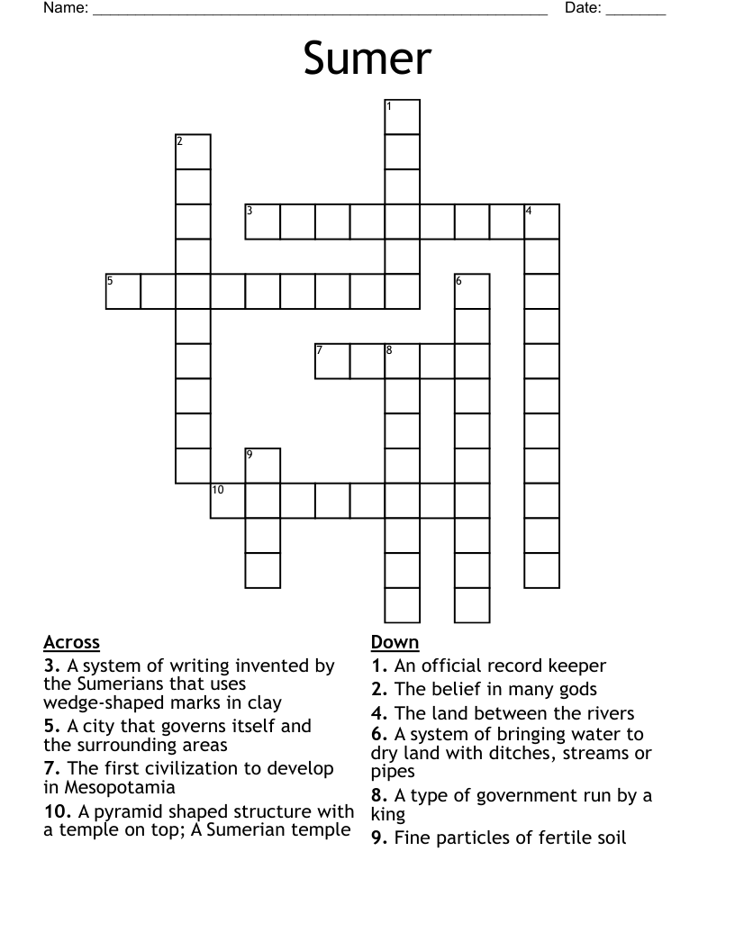 Sumer Crossword